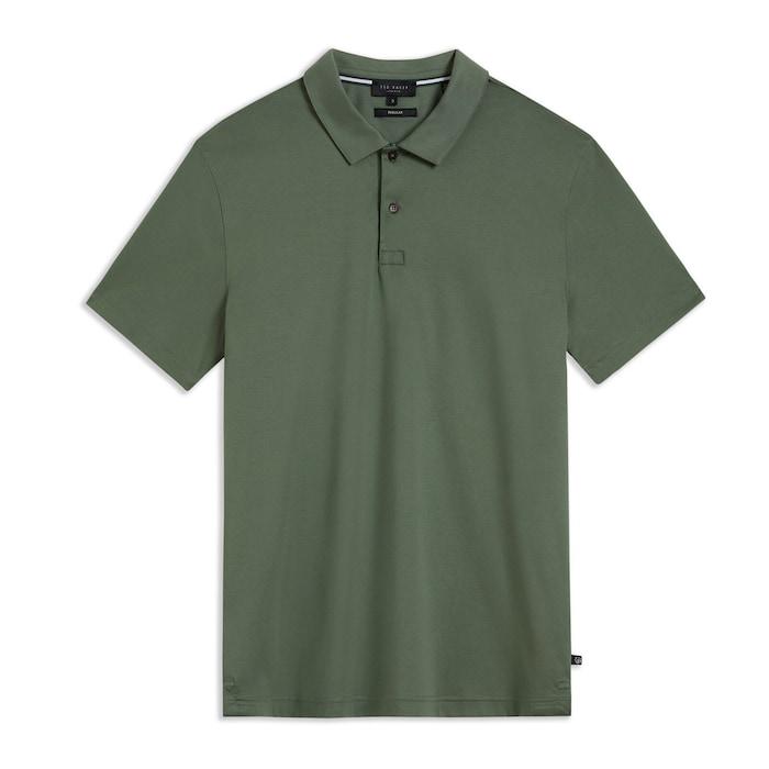 men khaki solid slim-fit polo