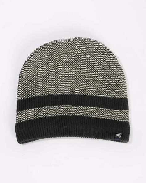 men knitted beanie with elasticated hems