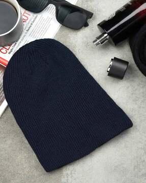 men knitted beanie with upturned hem