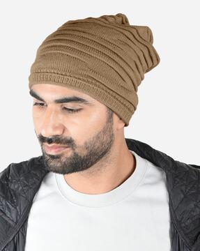 men knitted beanie with upturned hem