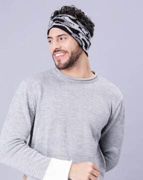 men knitted double layered head wrap