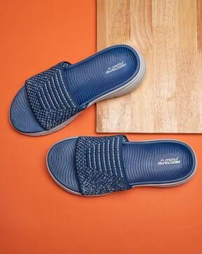 men knitted flip flops slides with flat heels