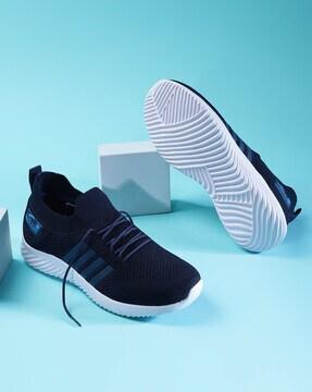 men knitted lace-up running shoes