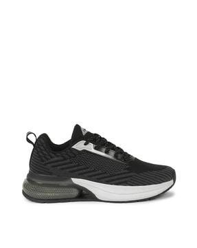 men knitted lace-up running shoes