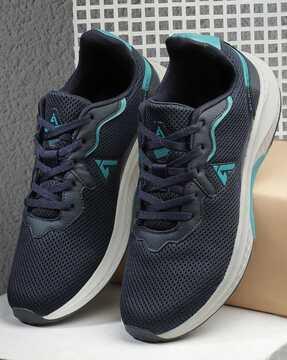 men knitted running sports shoes with lace fastening