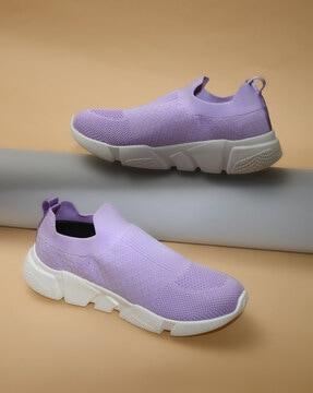 men knitted slip-on shoes with round toes