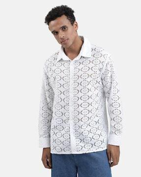 men lace regular fit shirt