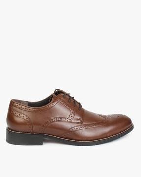 men lace-up derby shoes with broughing