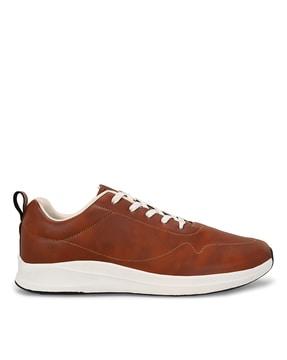 men lace-up round-toe sneakers