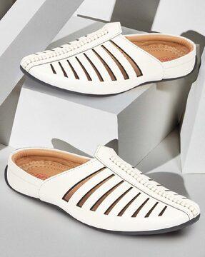 men laser-cut low-top slip-on shoes