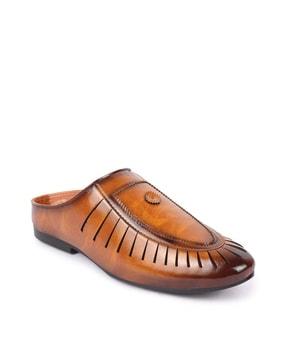 men laser-cut slip-on mules