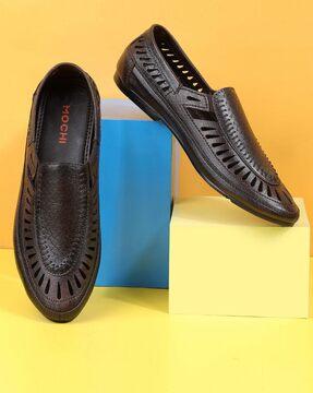 men laser-cut slip-on shoes