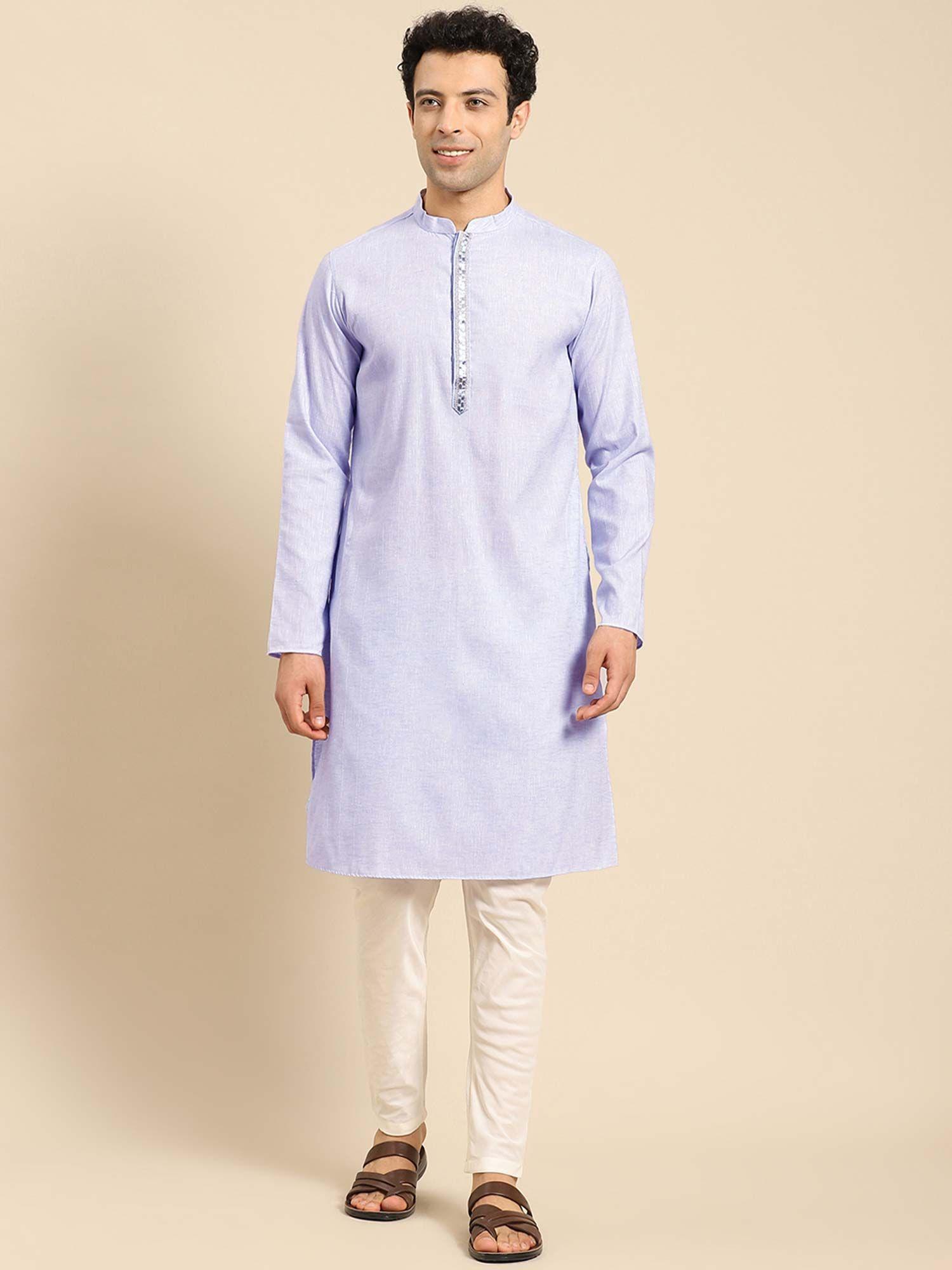 men lavender kurta (set of 2)