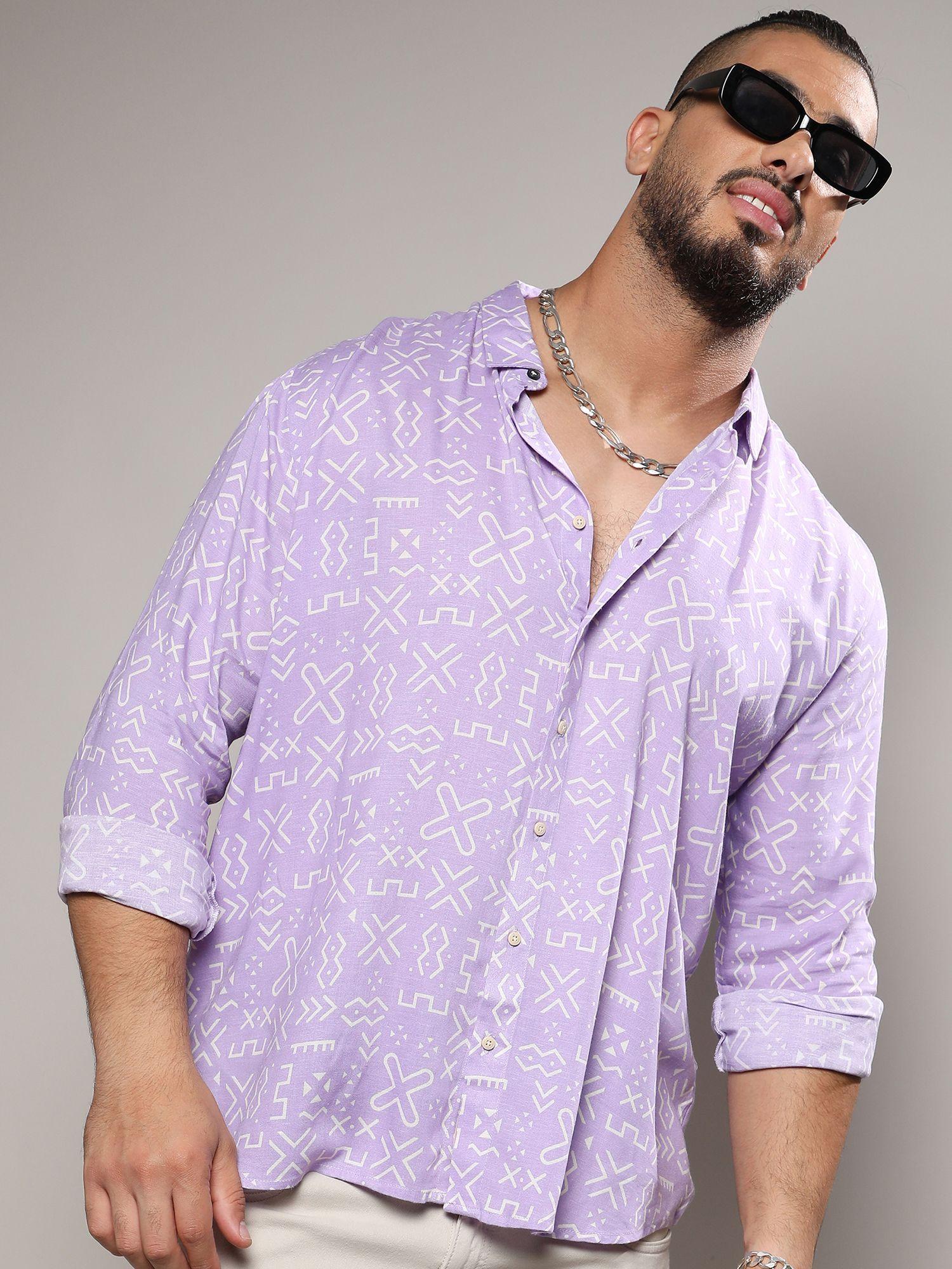 men lavender minimal aztec shirt