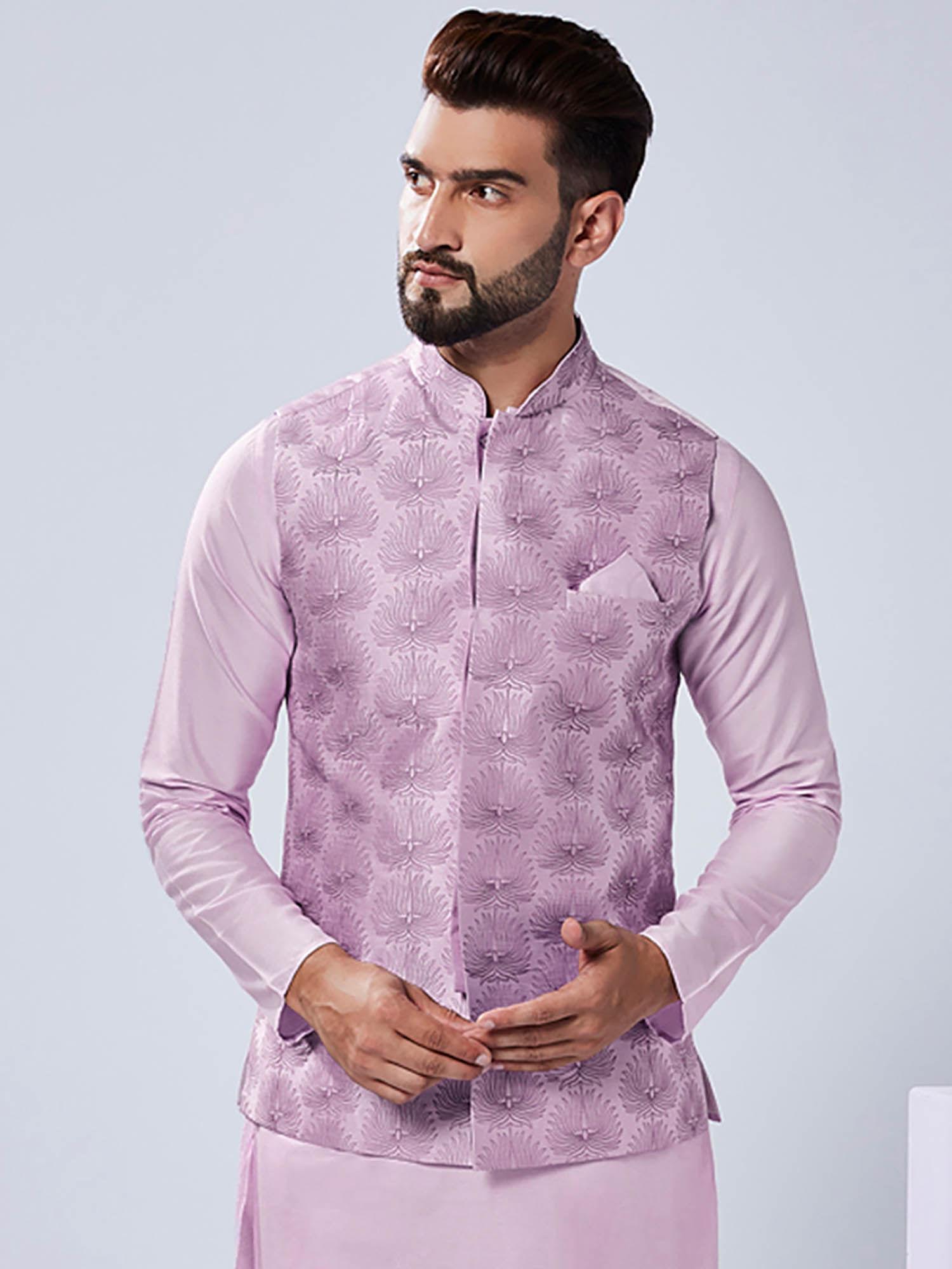 men lavender nehru jacket