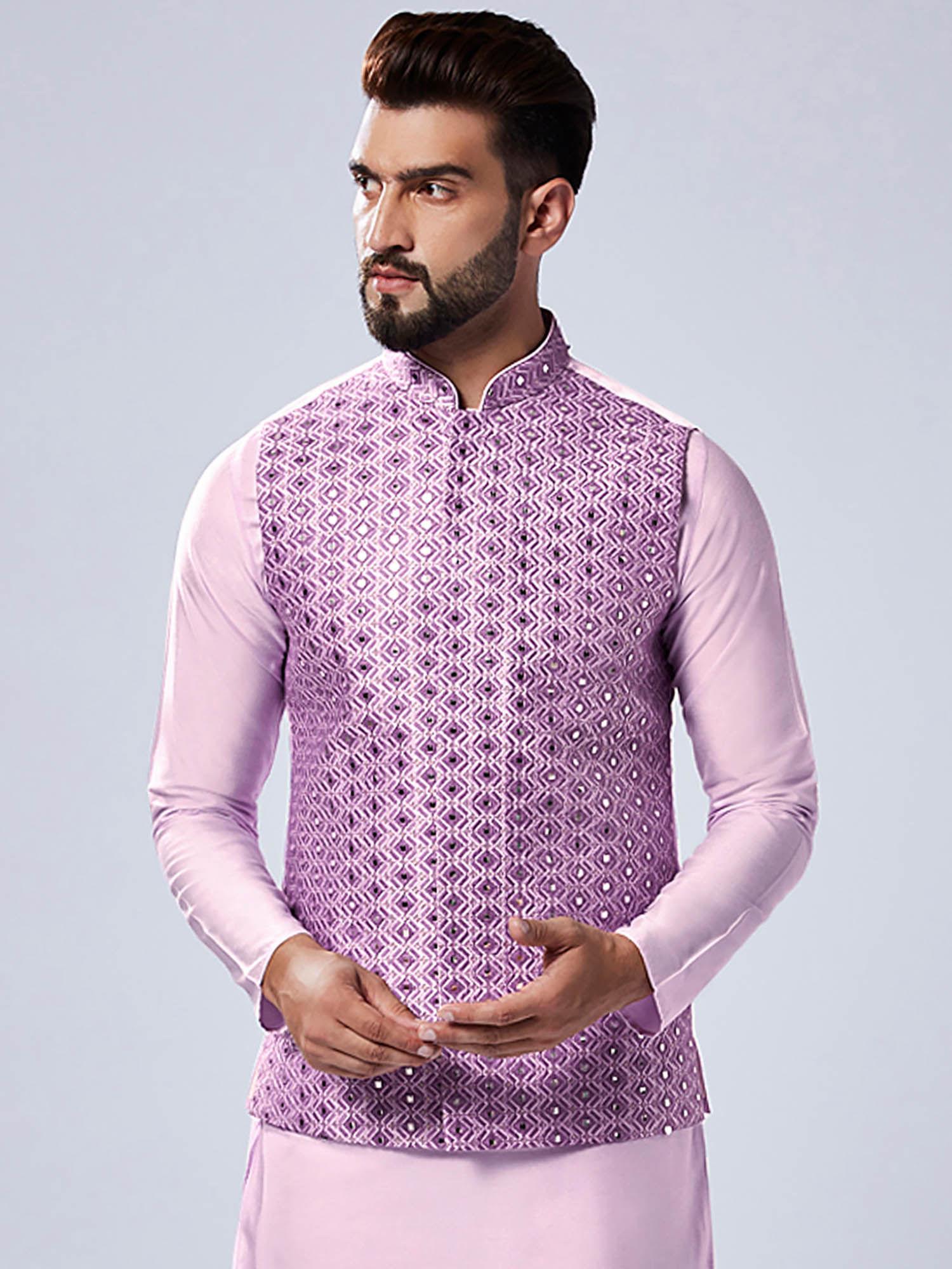 men lavender nehru jacket