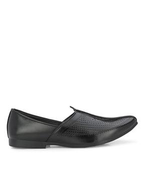 men lazer-cut slip-on formal shoes