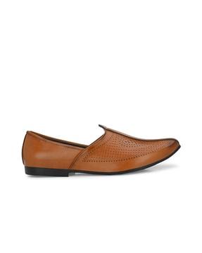 men lazer-cut slip-on formal shoes