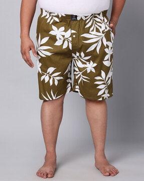 men leaf print boxers with insert pockets