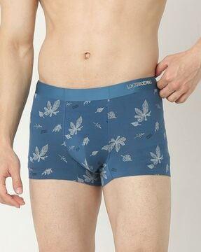 men leaf print trunks with elasticated waist