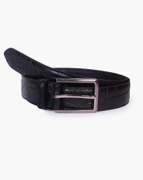men leather belt with pin-buckle closure