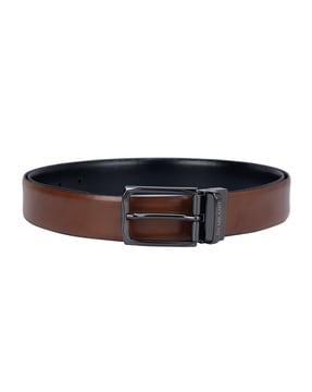 men leather belt with tang buckle closure