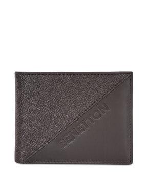 men leather bi-fold wallet with brand embossed