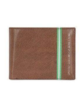 men leather bi-fold wallet with brand print
