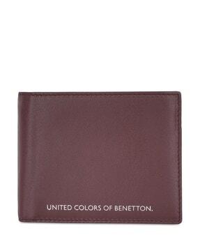 men leather bi-fold wallet with brand print