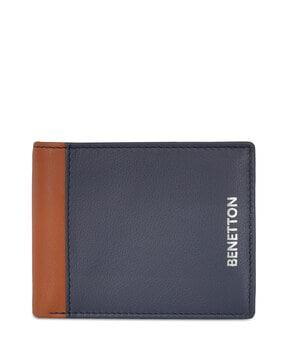 men leather bi-fold wallet with brand print