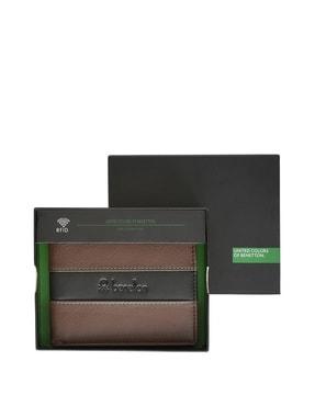 men leather bi-fold wallet with logo embossed