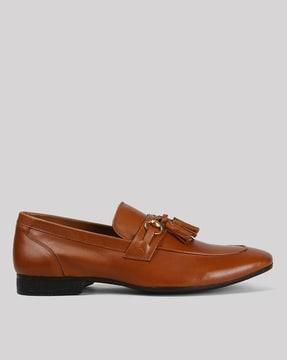 men leather bit loafers with tassels