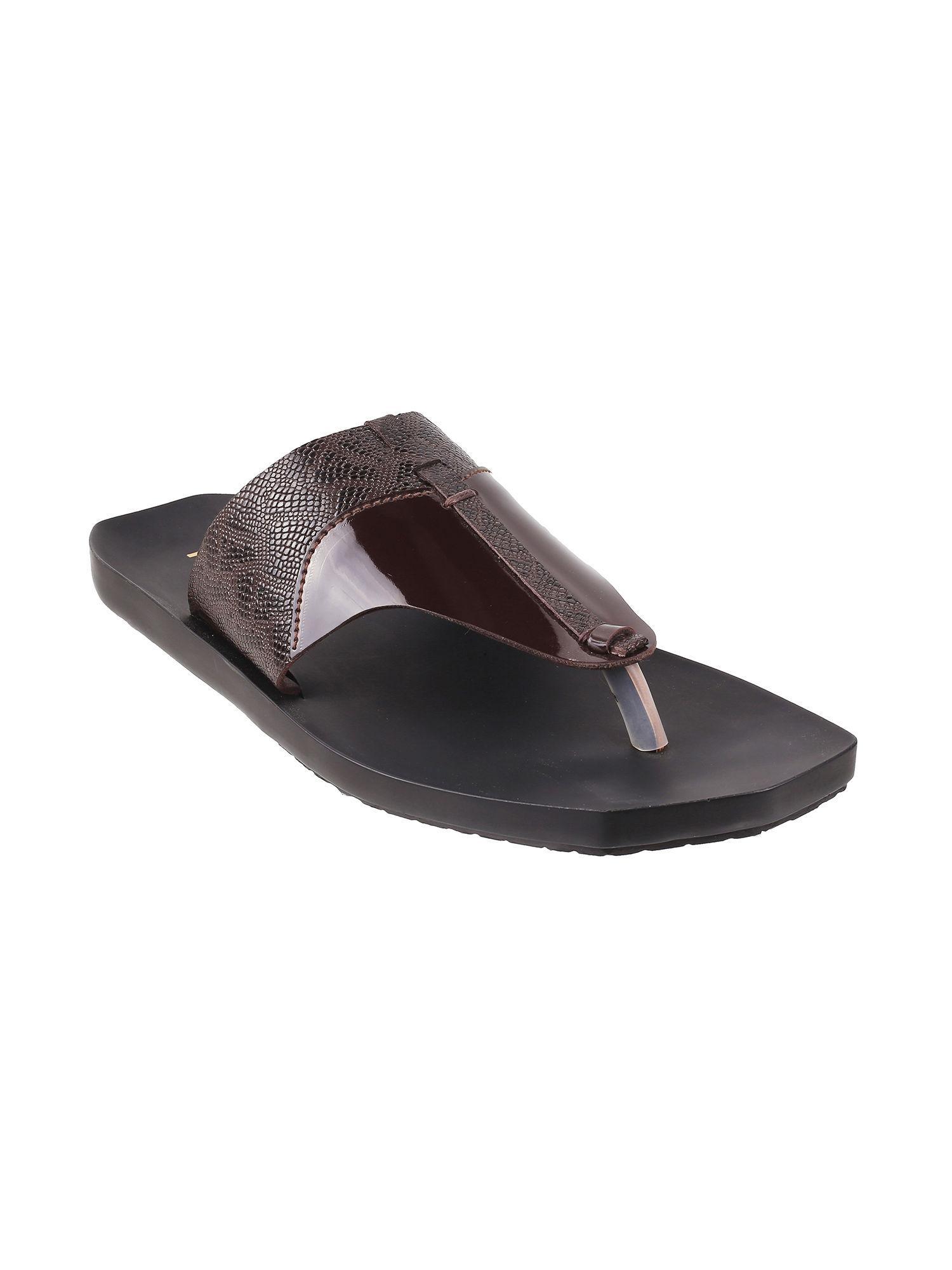 men leather brown slippers