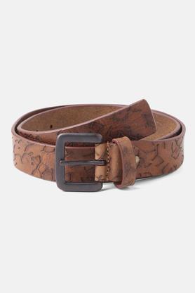 men leather casual single side belt - brown