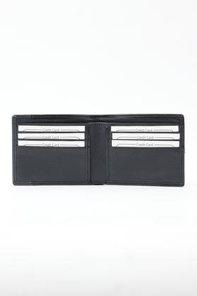 men leather casual two fold wallet - black