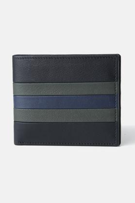 men leather casual two fold wallet - black