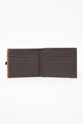men leather casual two fold wallet - brown