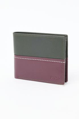 men leather casual two fold wallet - green