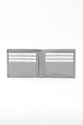 men leather casual two fold wallet - grey