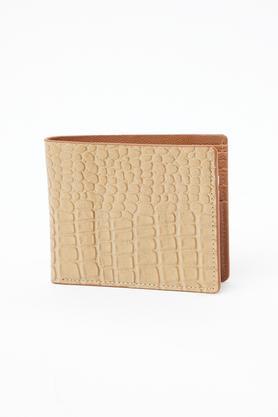 men leather casual two fold wallet - natural