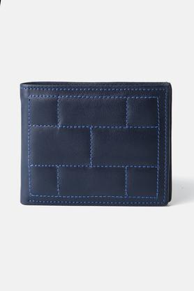 men leather casual two fold wallet - navy