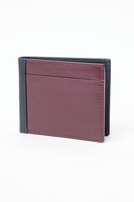 men leather casual two fold wallet - navy