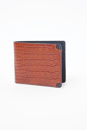 men leather casual two fold wallet - tan