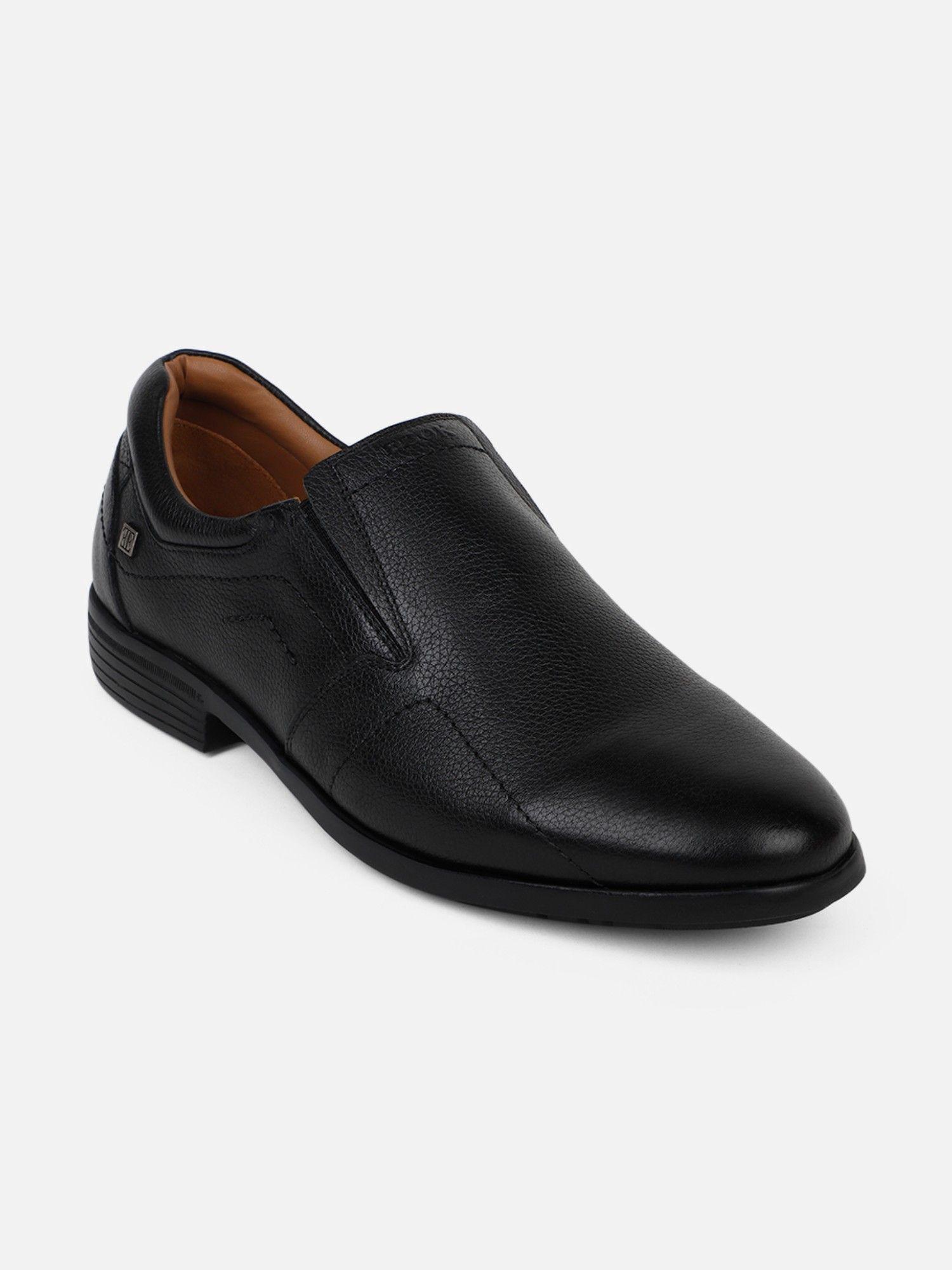 men leather formal shoes black