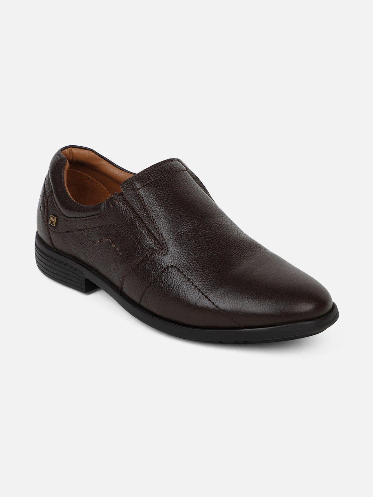 men leather formal shoes brown