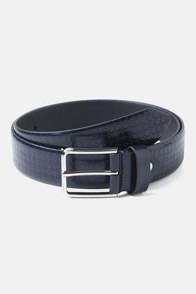 men leather formal single side belt - navy