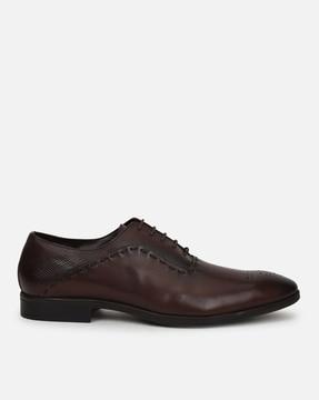 men leather round-toe brogues