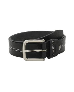 men leather slim belt with buckle closure