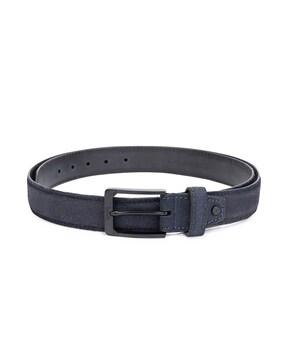 men leather slim belt with buckle closure