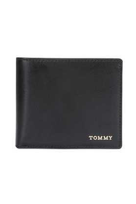 men leather solid casual wear bi fold wallet - black